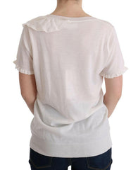 MARGHI LO' White 100% Lana Wool Top Blouse T-shirt -   -  MARGHI LO'.