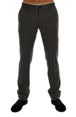 Dolce & Gabbana Gray Wool Striped Formal Pants -   -  Dolce & Gabbana.