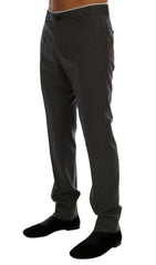 Dolce & Gabbana Gray Wool Striped Formal Pants -   -  Dolce & Gabbana.