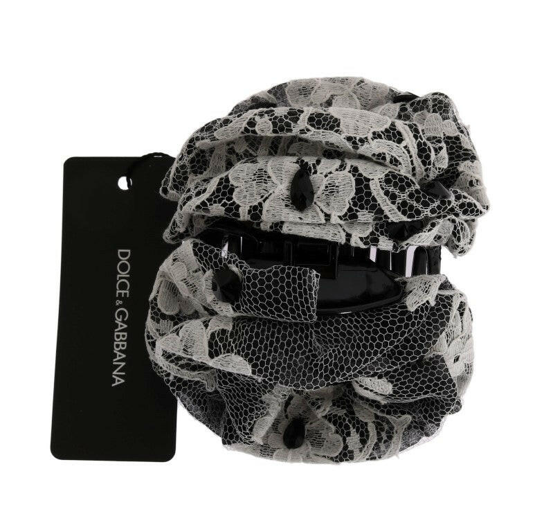 Dolce & Gabbana Black White Floral Lace Crystal Hair Claw -   -  Dolce & Gabbana. Dolce & Gabbana Black White Floral Lace Crystal Hair Claw -   -  Dolce & Gabbana.