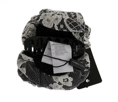 Dolce & Gabbana Black White Floral Lace Crystal Hair Claw -   -  Dolce & Gabbana.