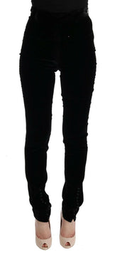 Ermanno Scervino Black Velvet Slim Fit Pants -   -  Ermanno Scervino.