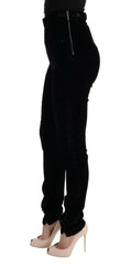 Ermanno Scervino Black Velvet Slim Fit Pants -   -  Ermanno Scervino.