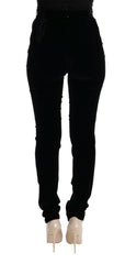 Ermanno Scervino Black Velvet Slim Fit Pants -   -  Ermanno Scervino.