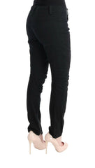 Ermanno Scervino Black Cotton Slim Fit Casual Pants -   -  Ermanno Scervino.