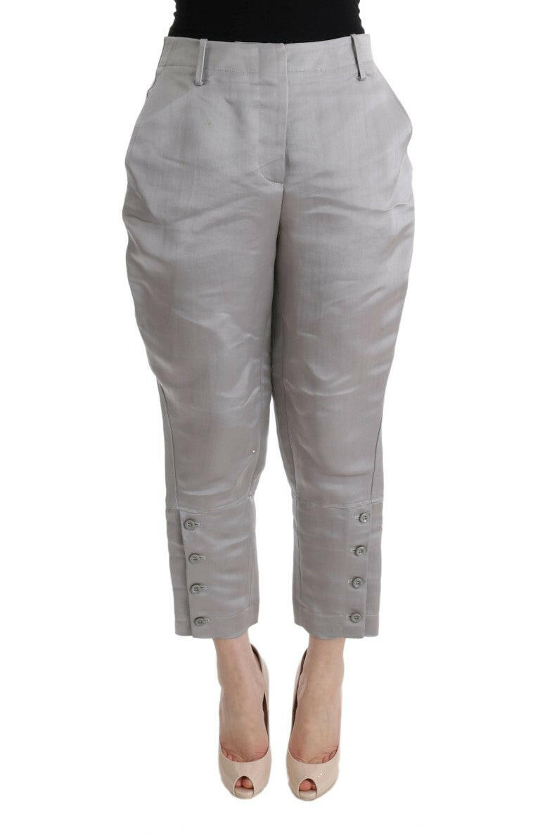 Ermanno Scervino Gray Silk Cropped Casual Pants -   -  Ermanno Scervino.