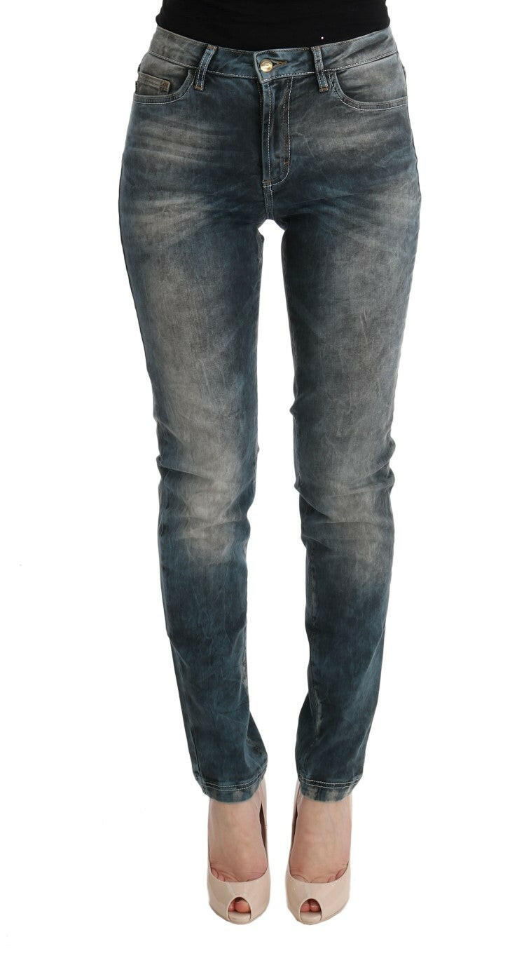 Cavalli Blue Wash Cotton Blend Slim Fit Jeans -   -  Cavalli.