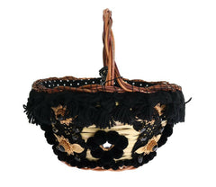 Dolce & Gabbana Beige Straw Snakeskin Pom Pom Crystal AGNESE Bag -   -  Dolce & Gabbana.