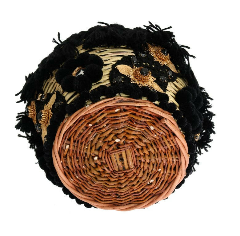 Dolce & Gabbana Beige Straw Snakeskin Pom Pom Crystal AGNESE Bag -   -  Dolce & Gabbana. Dolce & Gabbana Beige Straw Snakeskin Pom Pom Crystal AGNESE Bag -   -  Dolce & Gabbana.