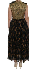 Dolce & Gabbana Black Silk Brown Fringes A-Line Dress -   -  Dolce & Gabbana.