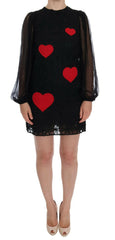 Dolce & Gabbana Black Lace Red Heart Shift Dress -   -  Dolce & Gabbana.