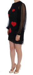 Dolce & Gabbana Black Lace Red Heart Shift Dress -   -  Dolce & Gabbana.