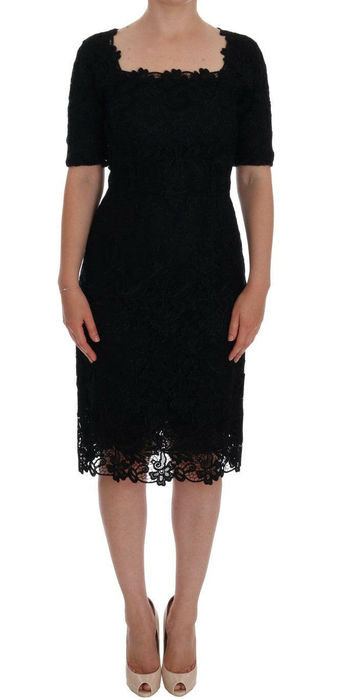 Dolce & Gabbana Black Floral Ricamo Sheath Dress -   -  Dolce & Gabbana.