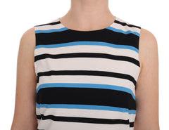 Dolce & Gabbana Blue White Striped Silk Stretch Shift Dress -   -  Dolce & Gabbana.