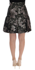 Dolce & Gabbana Black Silver Brocade Floral Skirt -   -  Dolce & Gabbana.