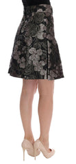 Dolce & Gabbana Black Silver Brocade Floral Skirt -   -  Dolce & Gabbana.