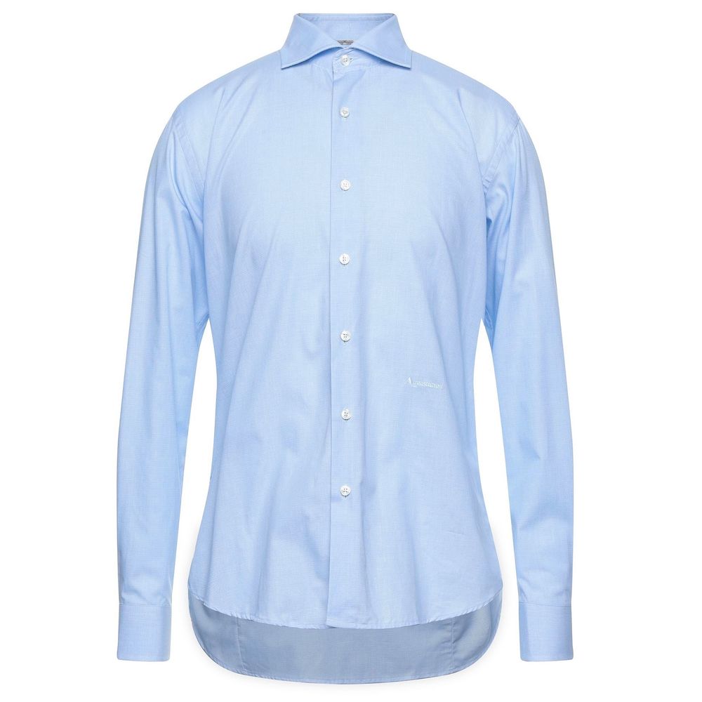 Aquascutum Light Blue Cotton Men Shirt -   -  Aquascutum.
