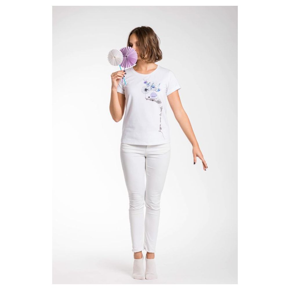 A.Tratti Elegant White Stretch Viscose Tee -   -  A.Tratti.