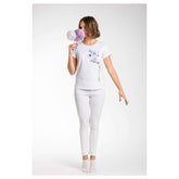 A.Tratti Elegant White Stretch Viscose Tee -   -  A.Tratti.