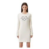 Love Moschino Chic White Cotton Blend Dress with Logo Accent -   -  Love Moschino.