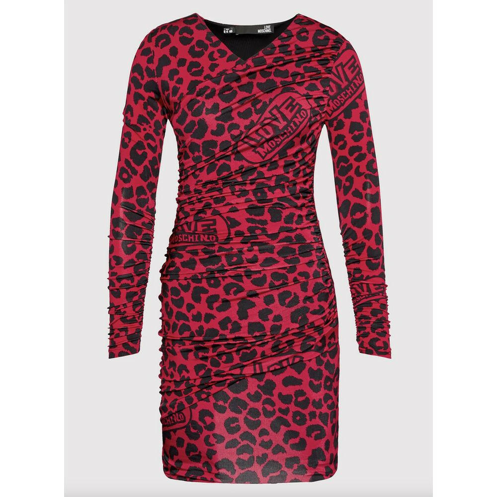 Love Moschino Chic Leopard Texture Dress in Pink and Black -   -  Love Moschino.