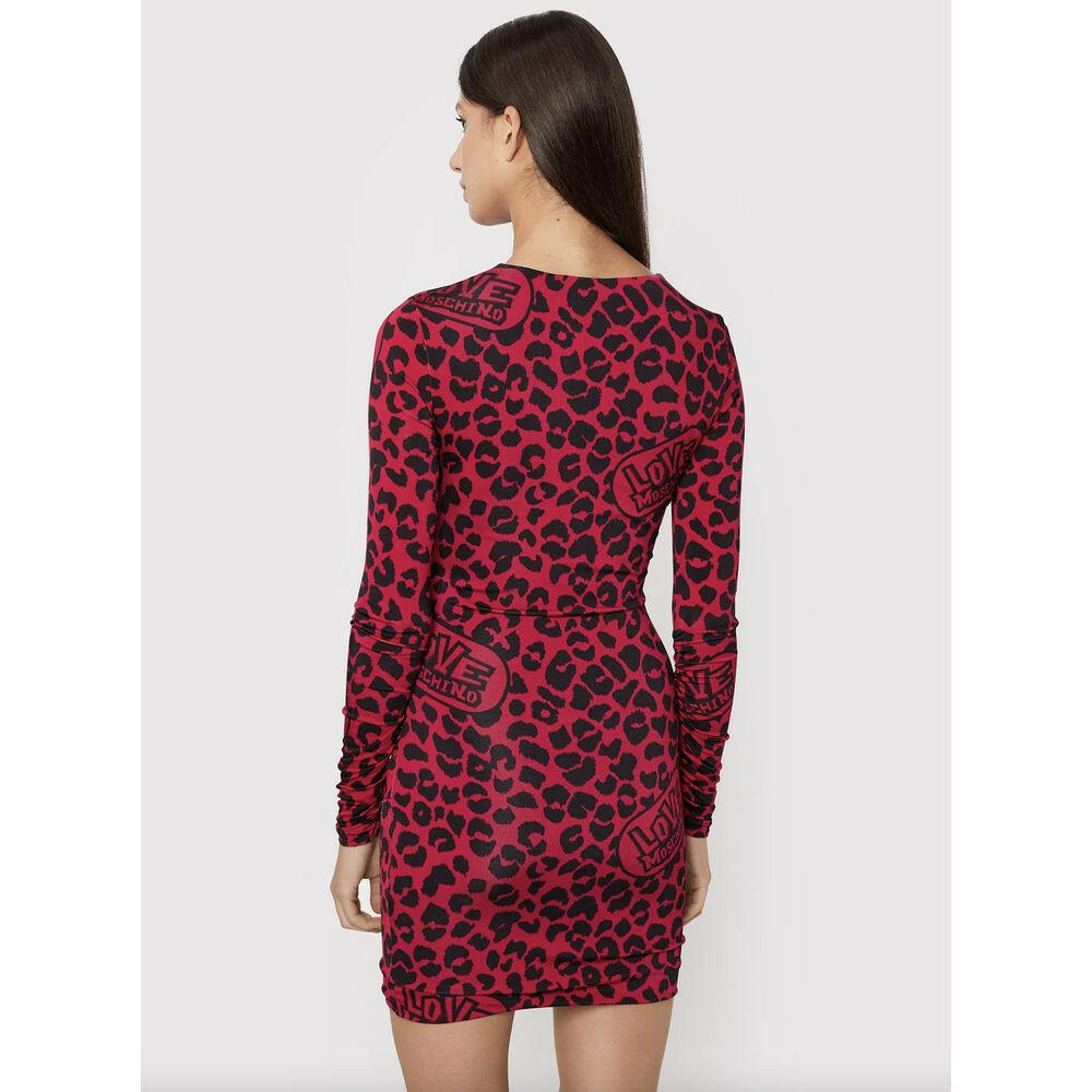 Love Moschino Chic Leopard Texture Dress in Pink and Black -   -  Love Moschino. Love Moschino Chic Leopard Texture Dress in Pink and Black -   -  Love Moschino.