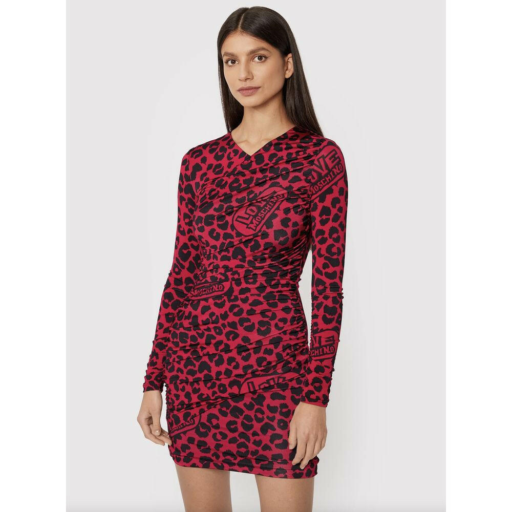 Love Moschino Chic Leopard Texture Dress in Pink and Black -   -  Love Moschino. Love Moschino Chic Leopard Texture Dress in Pink and Black -   -  Love Moschino.