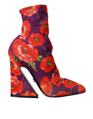 Dolce & Gabbana Purple Floral Jersey Stretch Boots Shoes -   -  Dolce & Gabbana.