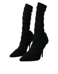 Dolce & Gabbana Black Stiletto Heels Mid Calf Boots Shoes -   -  Dolce & Gabbana.