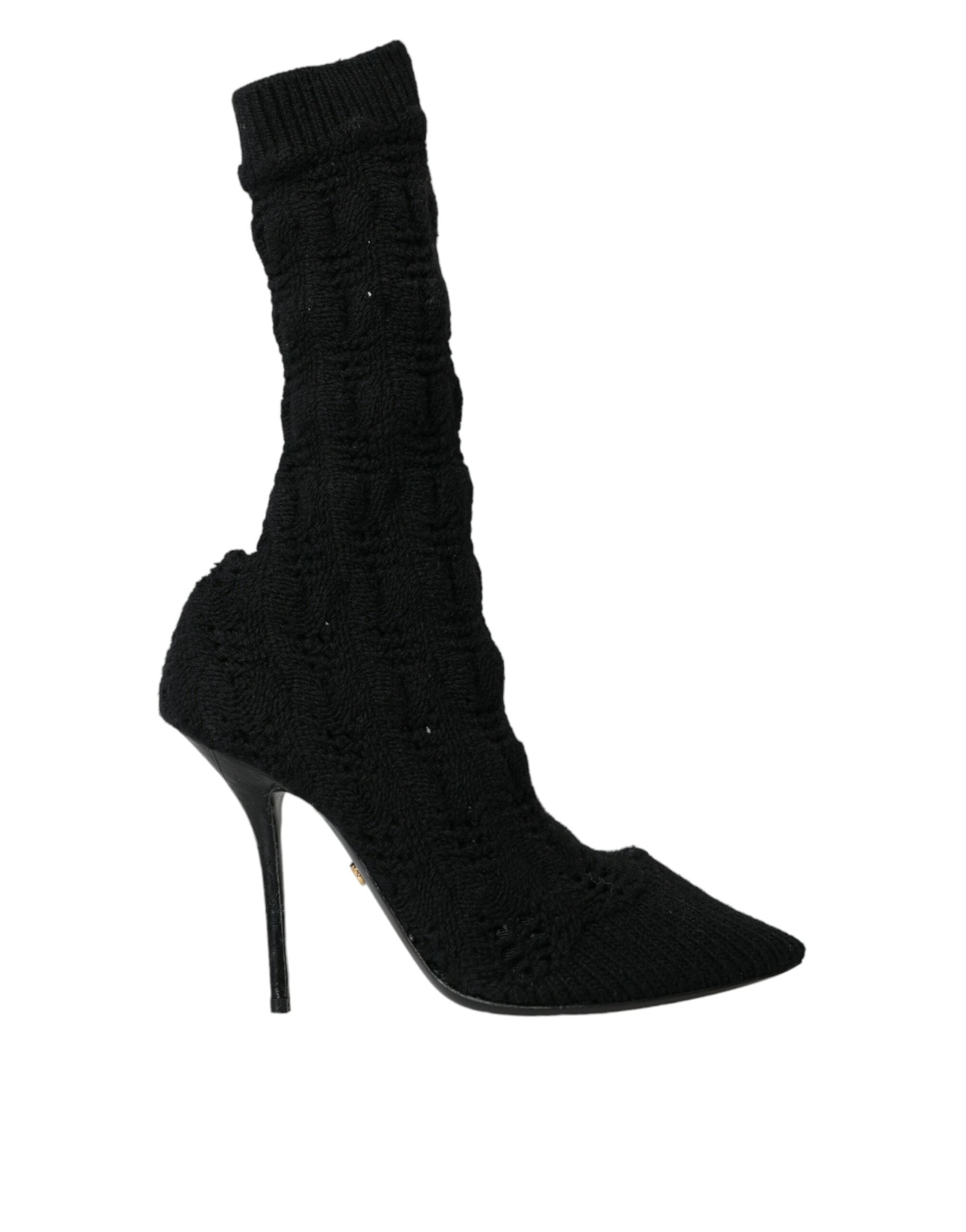 Dolce & Gabbana Black Stiletto Heels Mid Calf Boots Shoes -   -  Dolce & Gabbana.