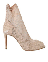 Dolce & Gabbana Beige Stretch Taormina Lace Boots Shoes -   -  Dolce & Gabbana.