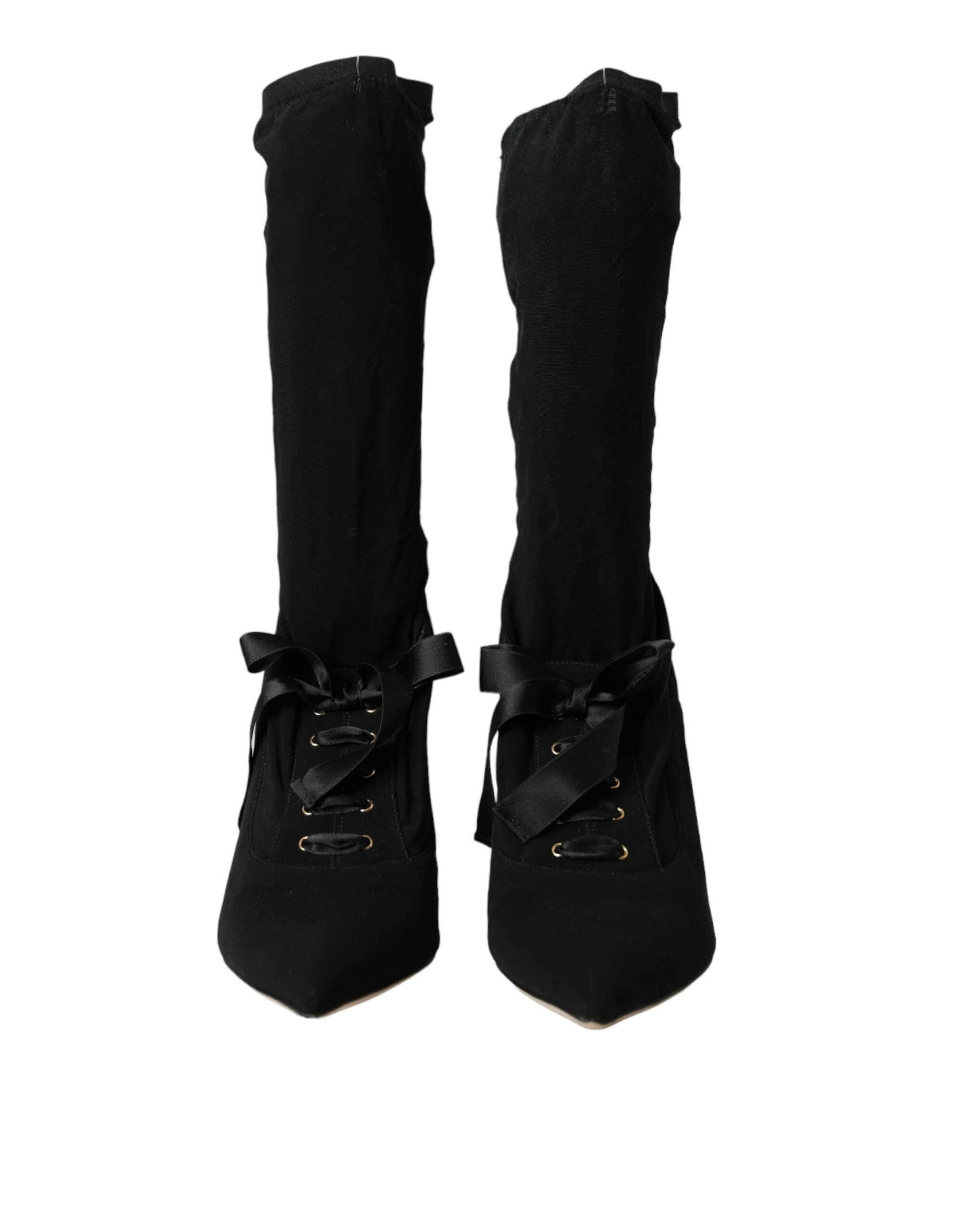 Dolce & Gabbana Black Stiletto Heels Mid Calf Boots Shoes -   -  Dolce & Gabbana. Dolce & Gabbana Black Stiletto Heels Mid Calf Boots Shoes -   -  Dolce & Gabbana.