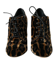 Dolce & Gabbana Brown Leopard Hair Lace Up Booties Shoes -   -  Dolce & Gabbana.