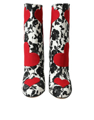 Dolce & Gabbana White Floral Hearts Leather High Boots Shoes -   -  Dolce & Gabbana.