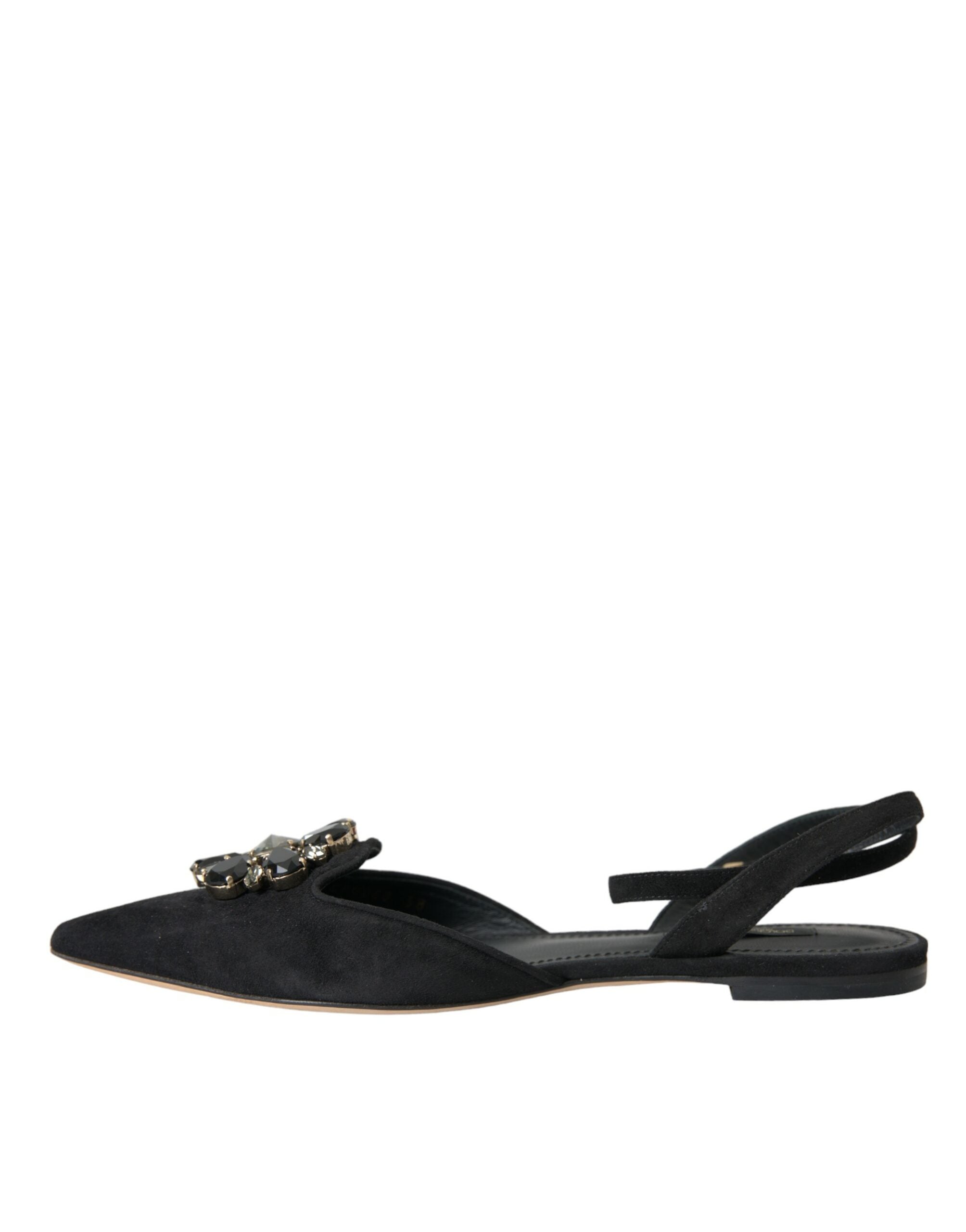 Dolce & Gabbana Black Leather Crystal Slingback Sandals Shoes -   -  Dolce & Gabbana. Dolce & Gabbana Black Leather Crystal Slingback Sandals Shoes -   -  Dolce & Gabbana.