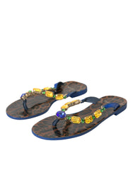 Dolce & Gabbana Blue Crystal Calf Leather Beachwear Shoes -   -  Dolce & Gabbana.