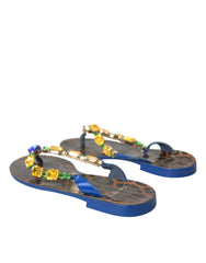 Dolce & Gabbana Blue Crystal Calf Leather Beachwear Shoes -   -  Dolce & Gabbana.