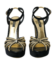 Dolce & Gabbana Black Gold Embellished Heels Sandals Shoes -   -  Dolce & Gabbana.