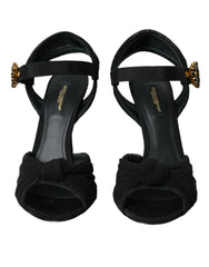 Dolce & Gabbana Black Suede Embellished Heels Sandals Shoes -   -  Dolce & Gabbana.