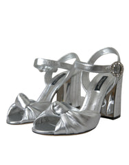 Dolce & Gabbana Silver Lambskin Leather Heels Sandals Shoes -   -  Dolce & Gabbana.