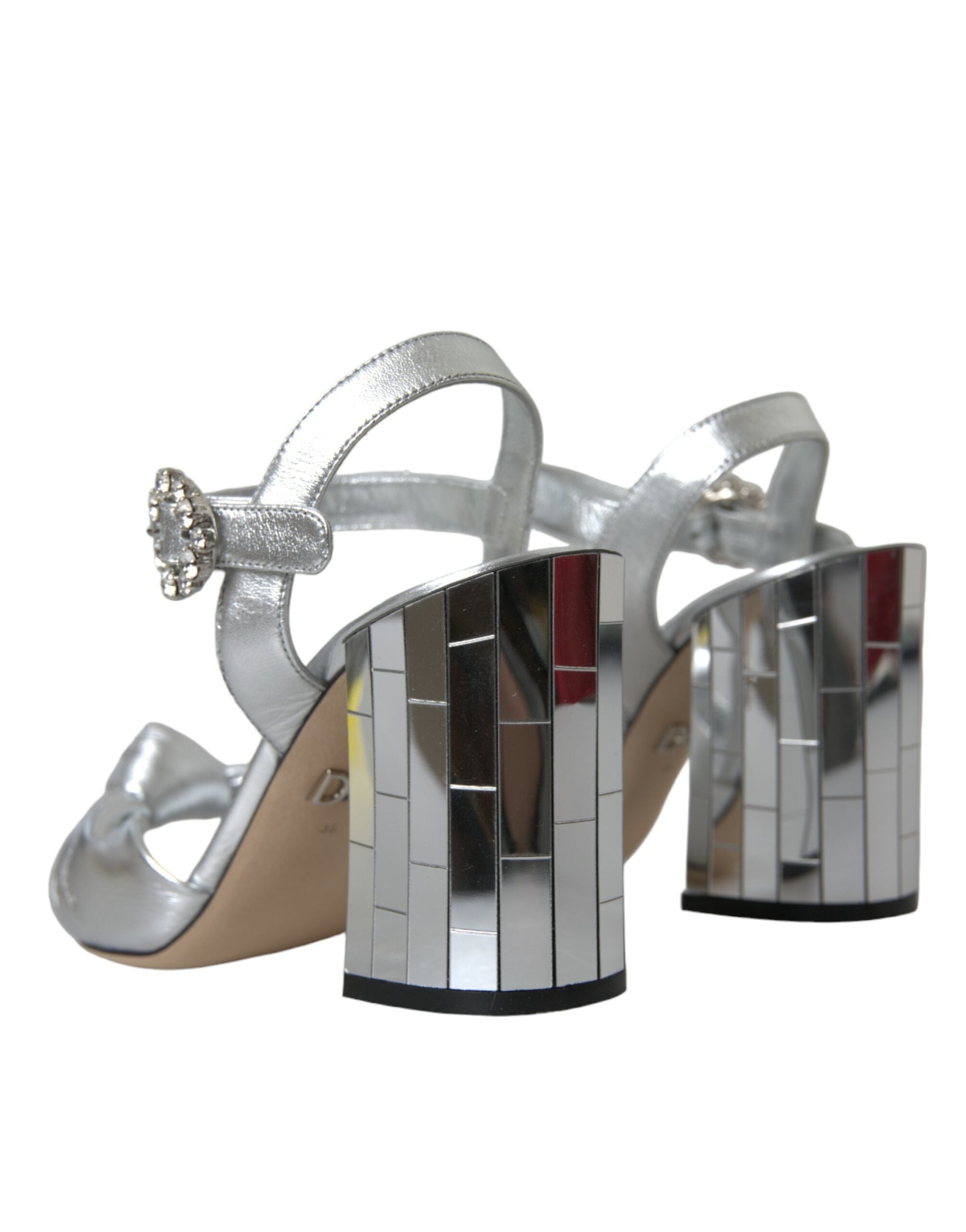 Dolce & Gabbana Silver Lambskin Leather Heels Sandals Shoes -   -  Dolce & Gabbana. Dolce & Gabbana Silver Lambskin Leather Heels Sandals Shoes -   -  Dolce & Gabbana.