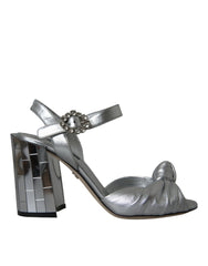 Dolce & Gabbana Silver Lambskin Leather Heels Sandals Shoes -   -  Dolce & Gabbana.