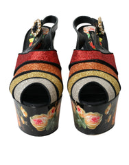Dolce & Gabbana Multicolor Floral Crystal Platform Sandals Shoes -   -  Dolce & Gabbana.