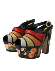 Dolce & Gabbana Multicolor Floral Crystal Platform Sandals Shoes -   -  Dolce & Gabbana.