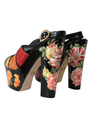 Dolce & Gabbana Multicolor Floral Crystal Platform Sandals Shoes -   -  Dolce & Gabbana.