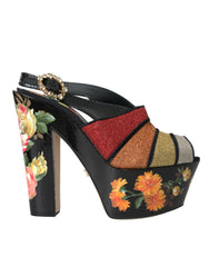 Dolce & Gabbana Multicolor Floral Crystal Platform Sandals Shoes -   -  Dolce & Gabbana.