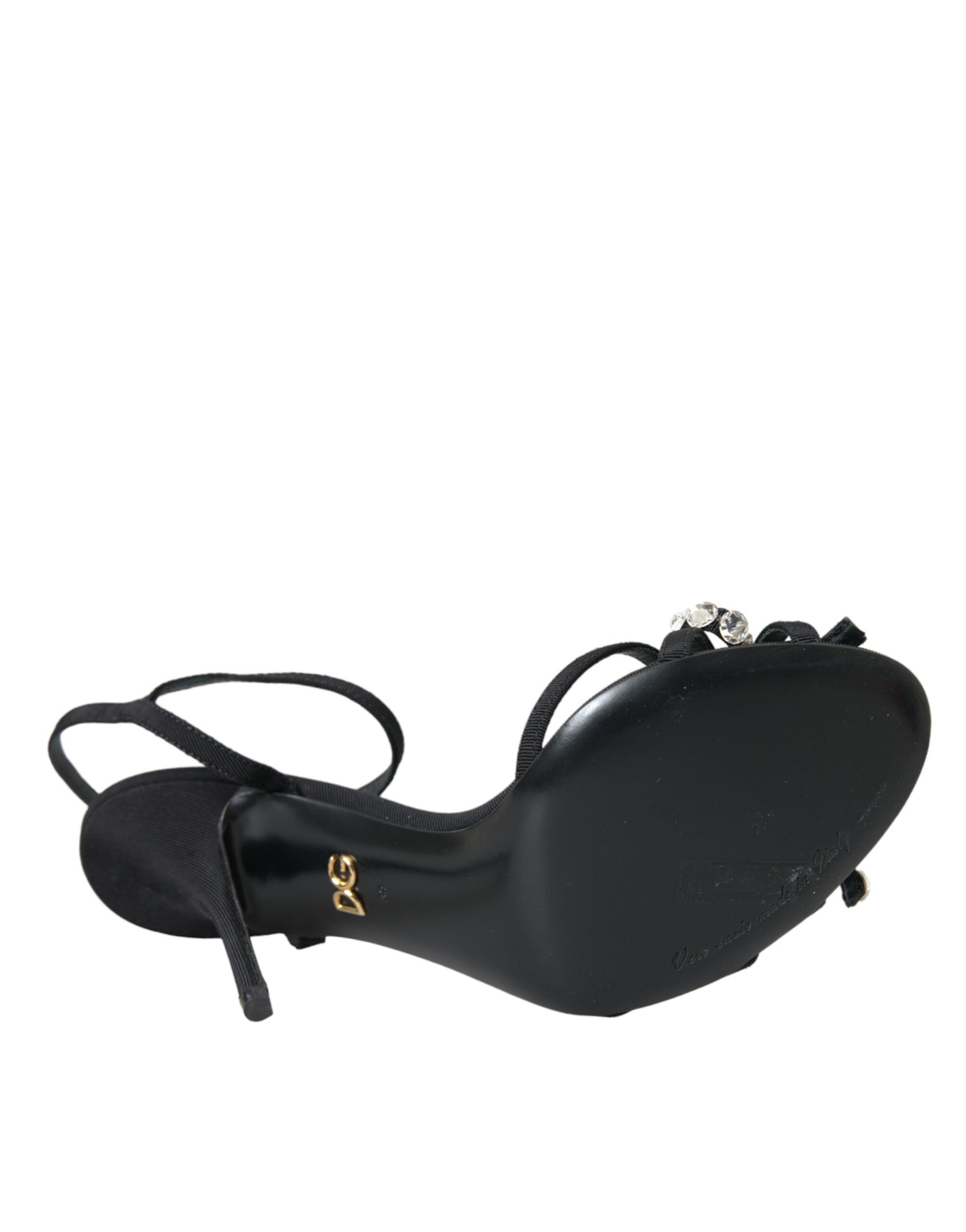 Dolce & Gabbana Black Viscose Crystal Bow Heels Sandals Shoes -   -  Dolce & Gabbana. Dolce & Gabbana Black Viscose Crystal Bow Heels Sandals Shoes -   -  Dolce & Gabbana.