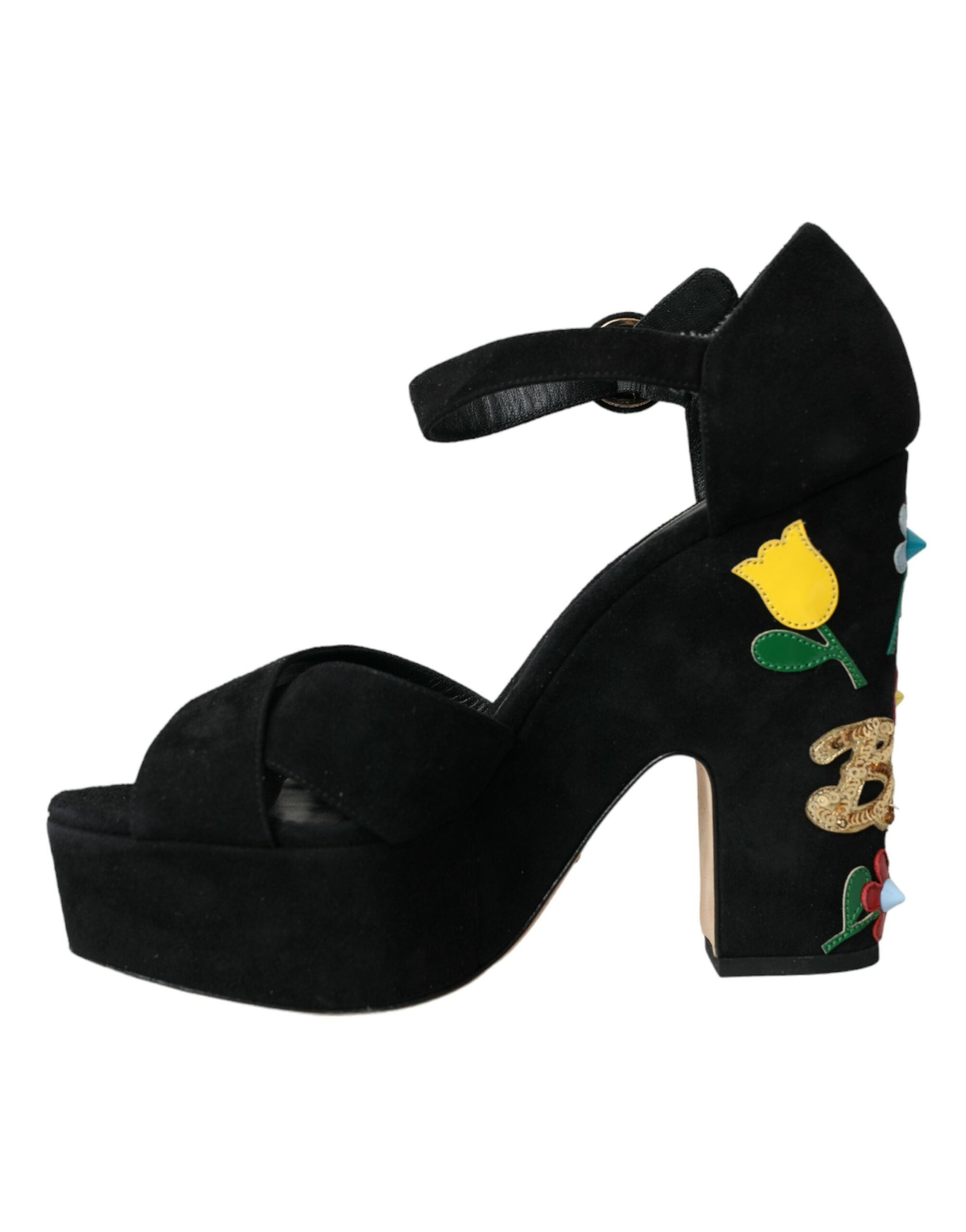 Dolce & Gabbana Black Floral Ankle Strap Heels Sandals Shoes -   -  Dolce & Gabbana. Dolce & Gabbana Black Floral Ankle Strap Heels Sandals Shoes -   -  Dolce & Gabbana.