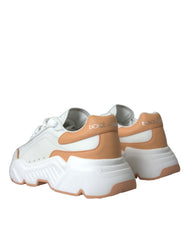 Dolce & Gabbana White Peach DAYMASTER Leather Sneakers Shoes -   -  Dolce & Gabbana.