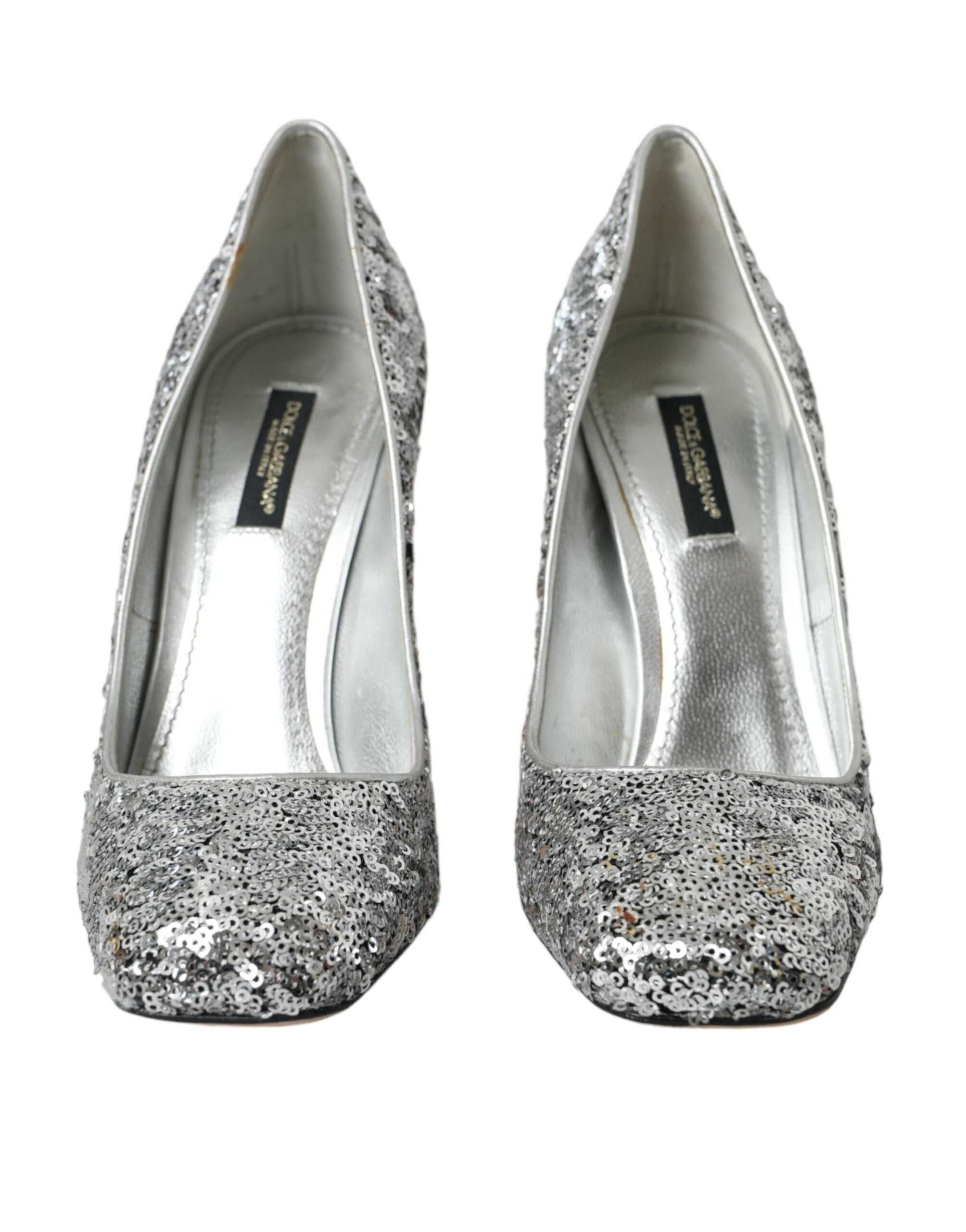 Dolce & Gabbana Silver Sequin Embellished Heels Pumps Shoes -   -  Dolce & Gabbana. Dolce & Gabbana Silver Sequin Embellished Heels Pumps Shoes -   -  Dolce & Gabbana.